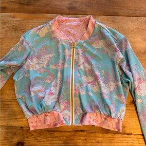 LoveShackFancy x Hurley Under The Sea Cropped Bomber Jacket Size XS